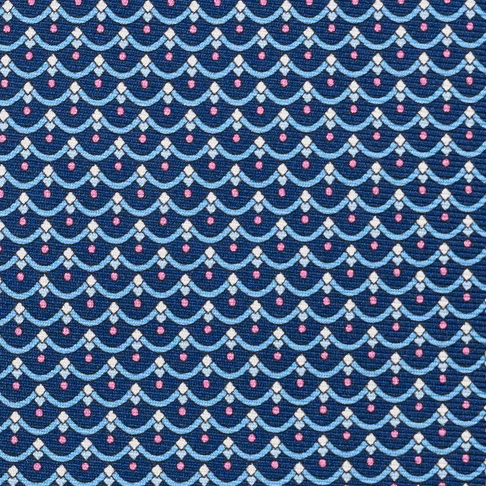Cravatta 3 pieghe in Seta, Fantasia Geometrica, Blu Rosa - JC059622_8 T