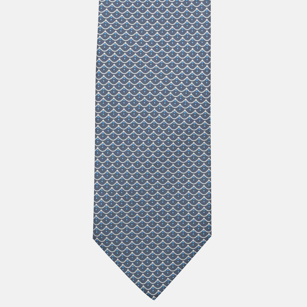 3-Fold Silk Tie, Geometric Pattern, Grey - JC059622_9