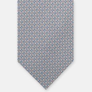 3-Fold Silk Tie, Interlocking Pattern, Grey Pink - JC059626_10 T