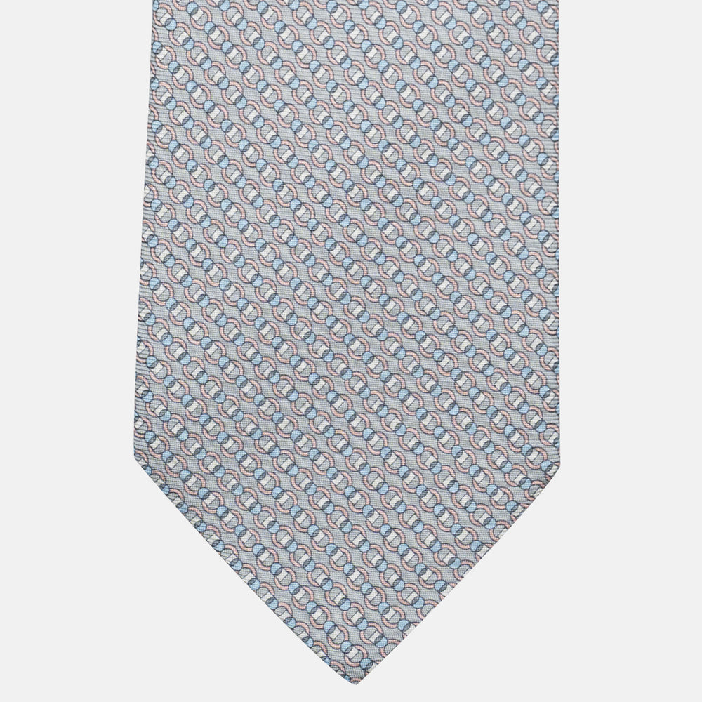 3-Fold Silk Tie, Chain Pattern, Grey - JC059626_10