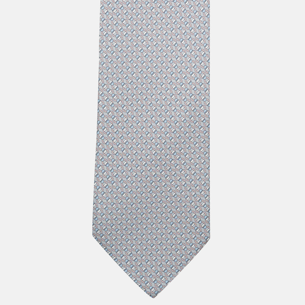 3-Fold Silk Tie, Chain Pattern, Grey - JC059626_10