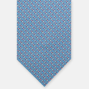 3-Fold Silk Tie, Interlocking Pattern, Light Blue Pink - JC059626_13 T