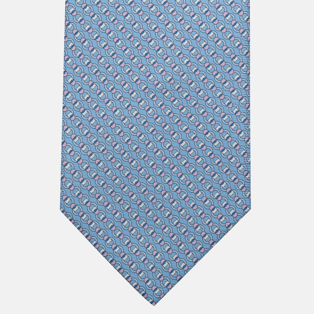 3-Fold Silk Tie, Chain Pattern, Light Blue Pink - JC059626_13