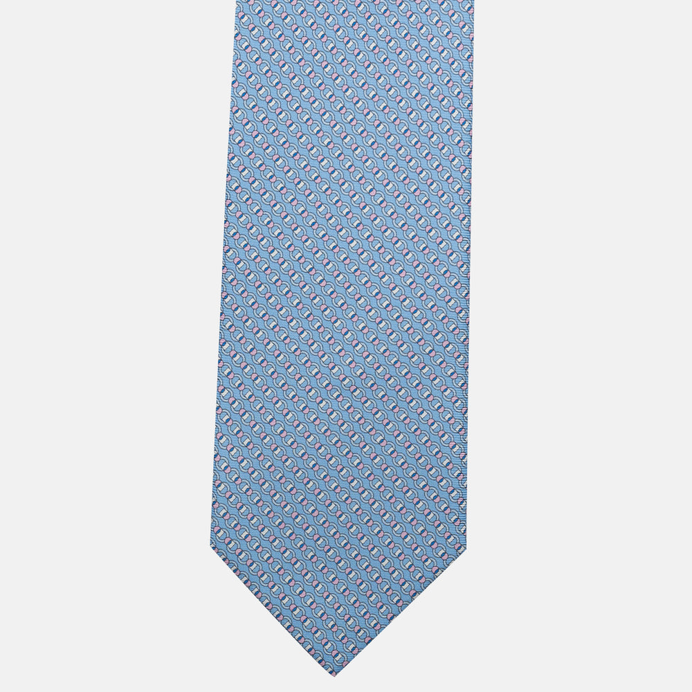 3-Fold Silk Tie, Chain Pattern, Light Blue Pink - JC059626_13