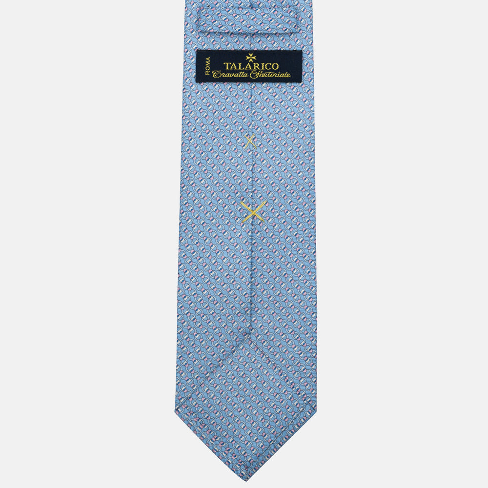 3-Fold Silk Tie, Chain Pattern, Light Blue Pink - JC059626_13
