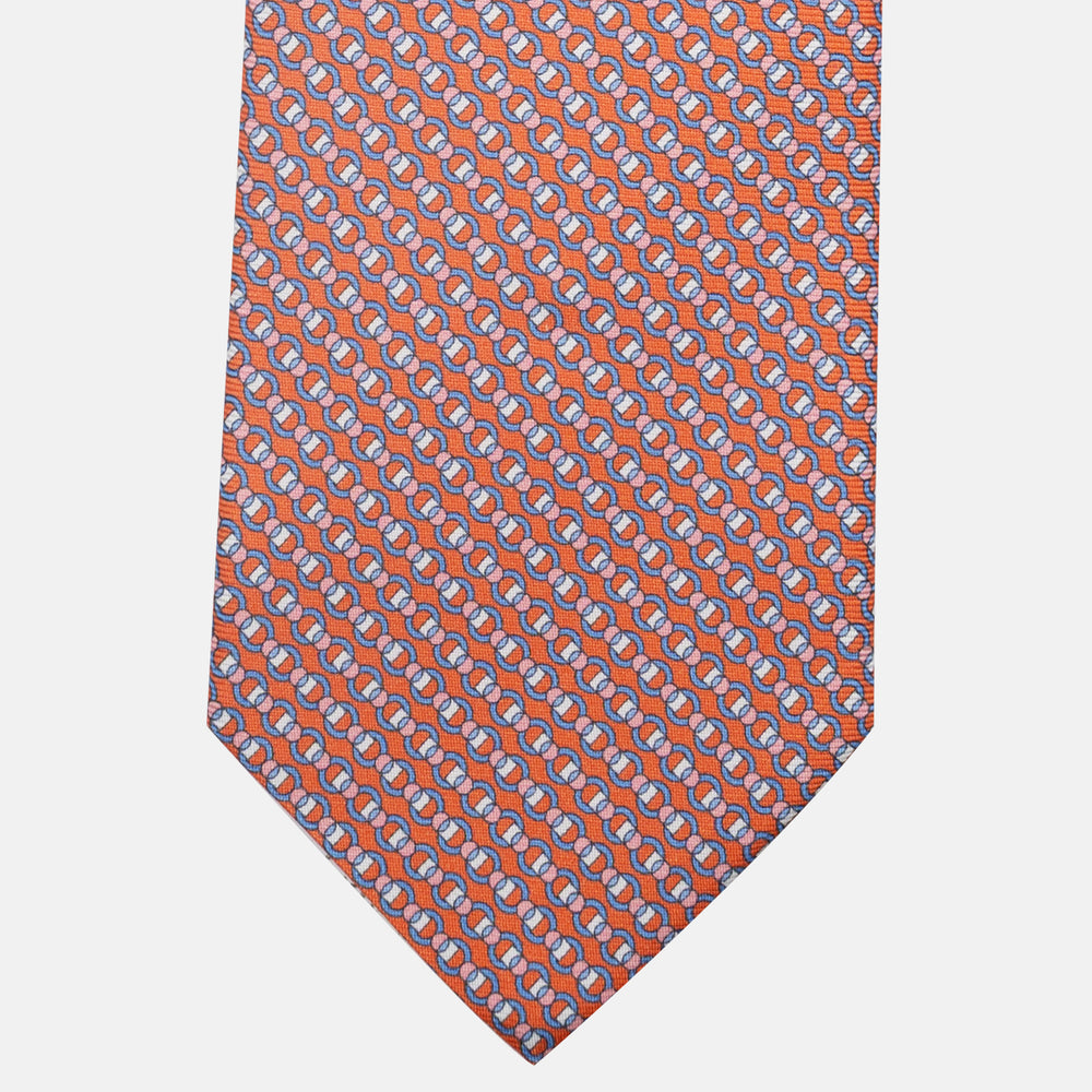 3-Fold Silk Tie, Chain Pattern, Orange - JC059626_2