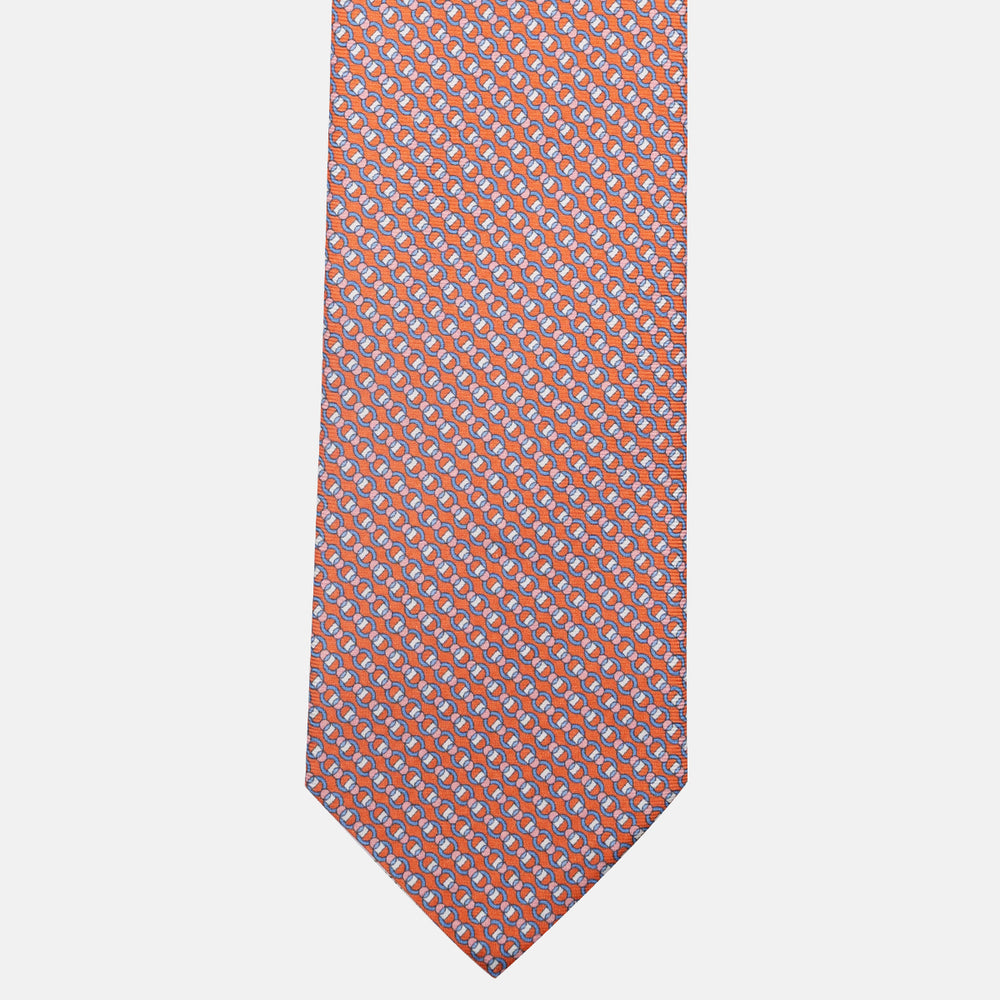 3-Fold Silk Tie, Chain Pattern, Orange - JC059626_2