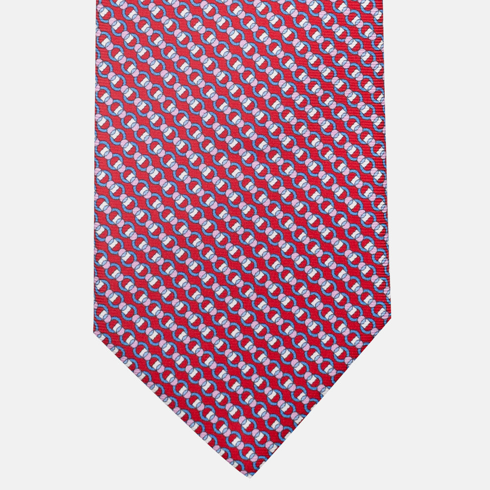 3-Fold Silk Tie, Chain Pattern, Red - JC059626_3