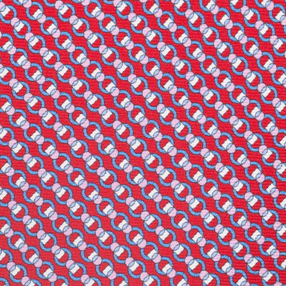 3-Fold Silk Tie, Chain Pattern, Red - JC059626_3