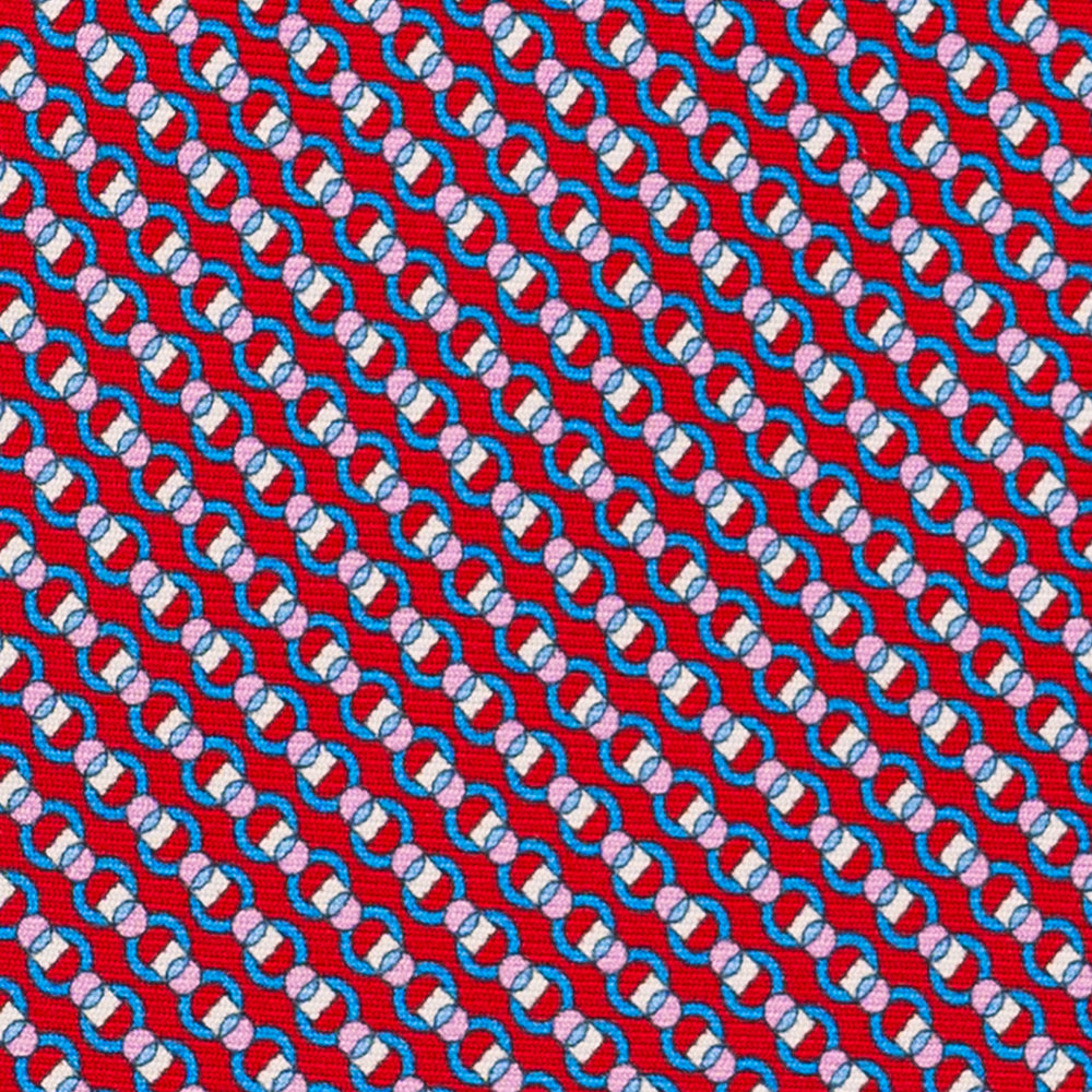 3-Fold Silk Tie, Interlocking Pattern, Red - JC059626_3 T