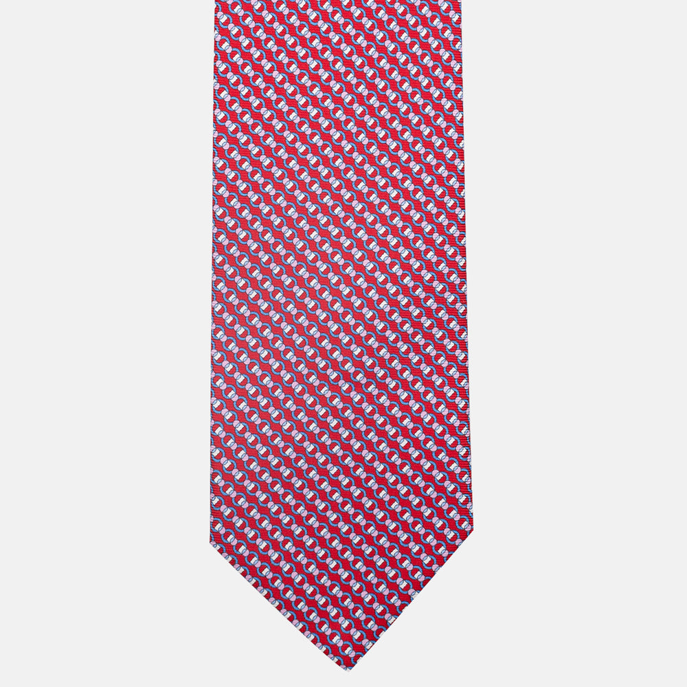 3-Fold Silk Tie, Chain Pattern, Red - JC059626_3