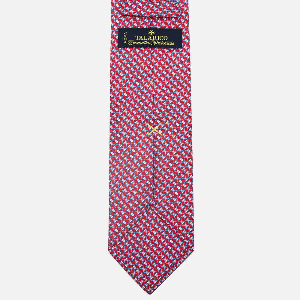 3-Fold Silk Tie, Chain Pattern, Red - JC059626_3