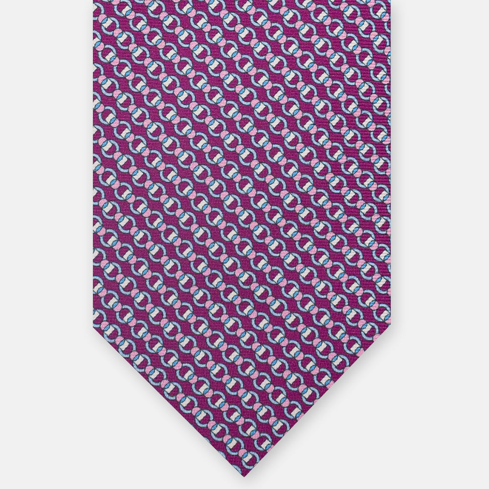 3-Fold Silk Tie, Interlocking Pattern, Magenta - JC059626_4 T