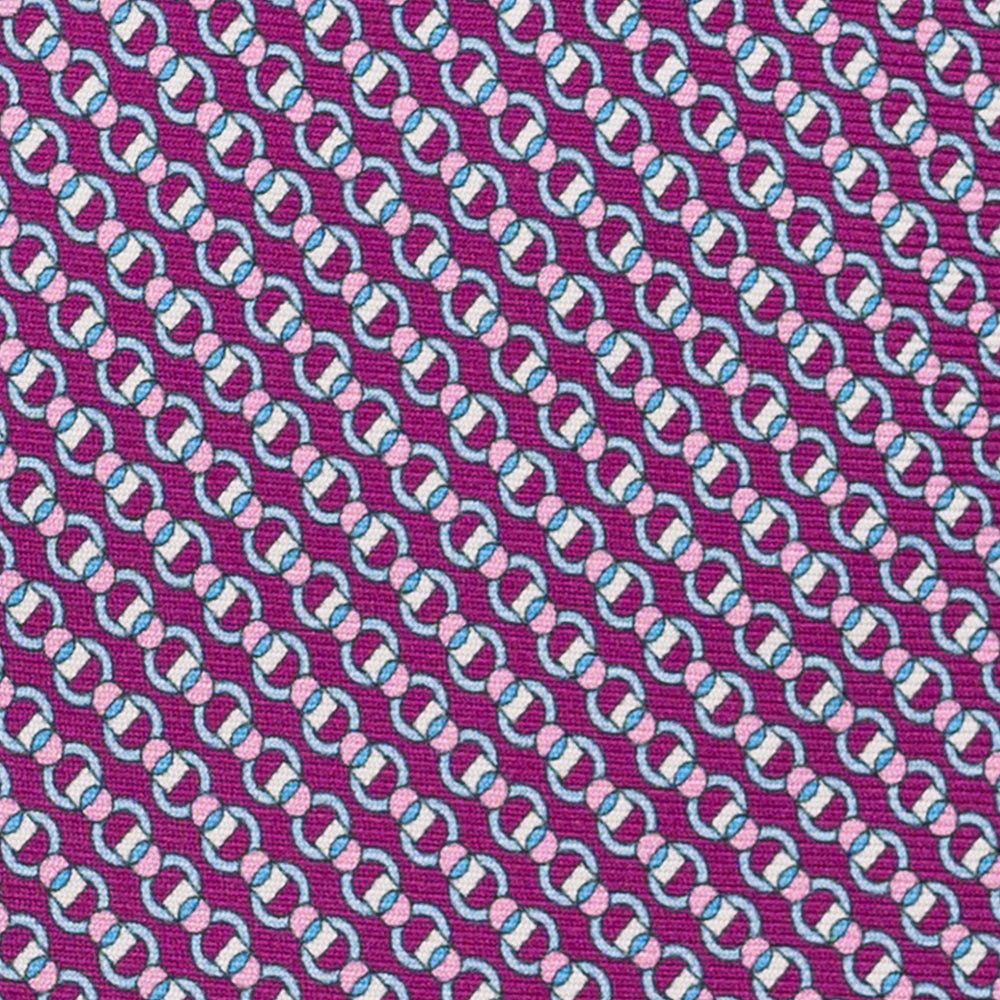 3-Fold Silk Tie, Interlocking Pattern, Magenta - JC059626_4 T