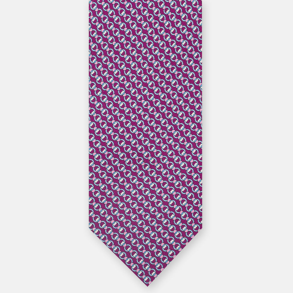 3-Fold Silk Tie, Interlocking Pattern, Magenta - JC059626_4 T