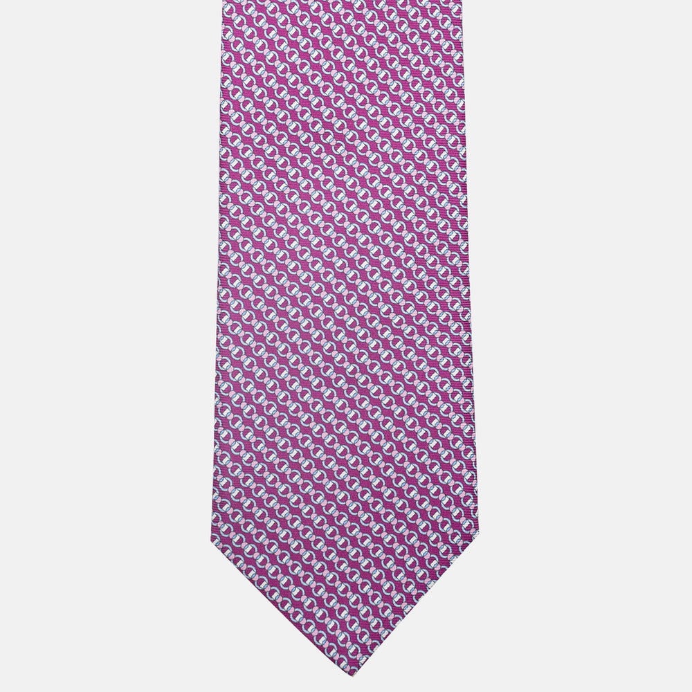 3-Fold Silk Tie, Chain Pattern, Magenta - JC059626_4