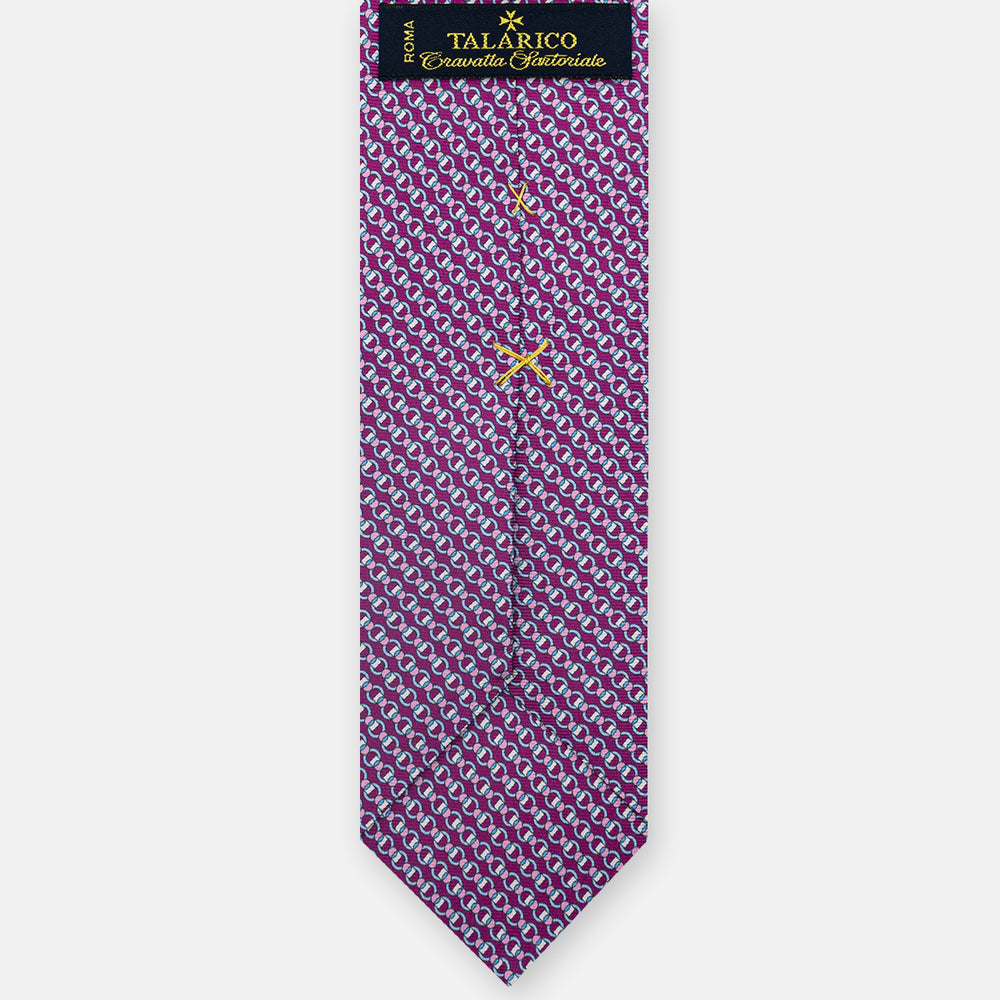 3-Fold Silk Tie, Interlocking Pattern, Magenta - JC059626_4 T