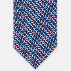 3-Fold Silk Tie, Chain Pattern, Blue Pink - JC059626_6 T