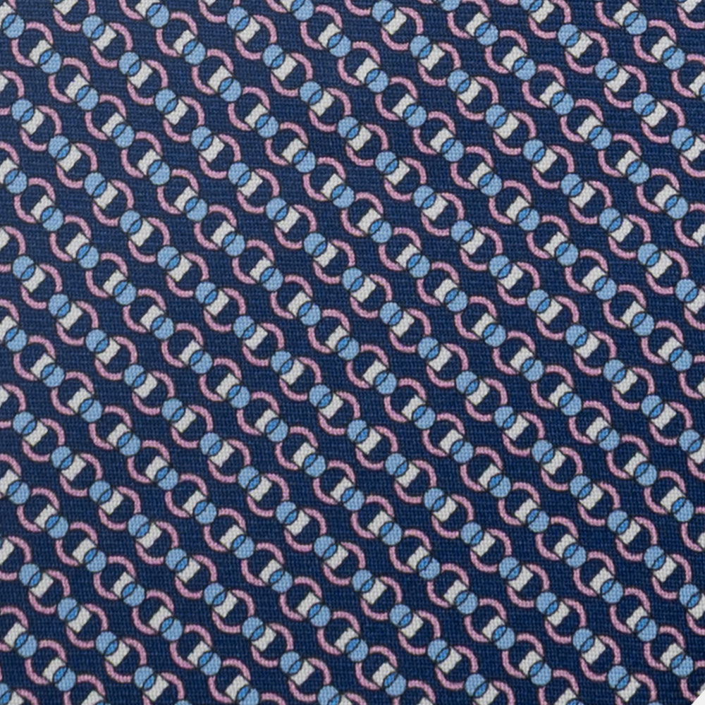 3-Fold Silk Tie, Chain Pattern, Blue Pink - JC059626_6