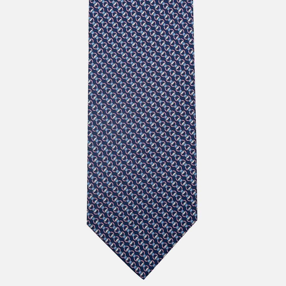3-Fold Silk Tie, Chain Pattern, Blue Pink - JC059626_6