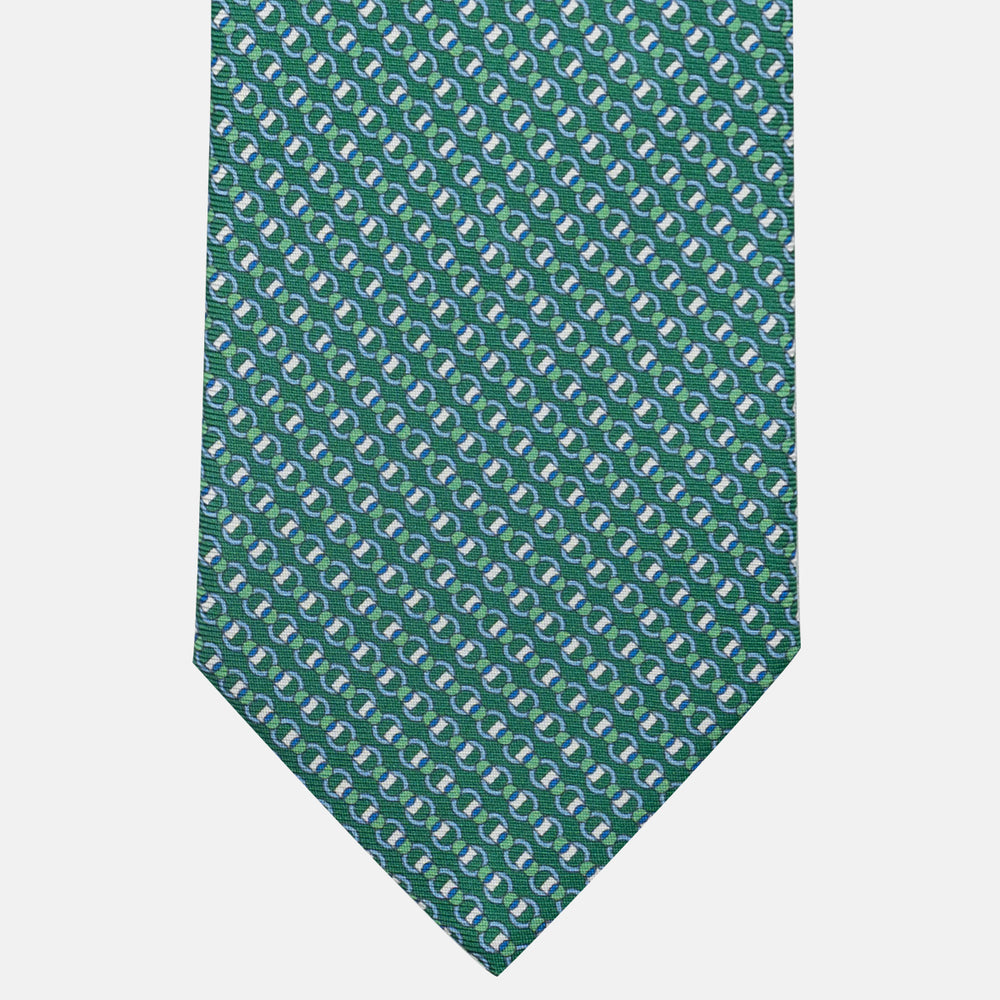 3-Fold Silk Tie, Chain Pattern, Green - JC059626_9