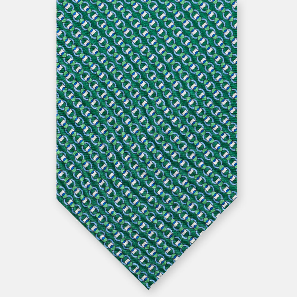 3-Fold Silk Tie, Interlocking Pattern, Green - JC059626_9 T