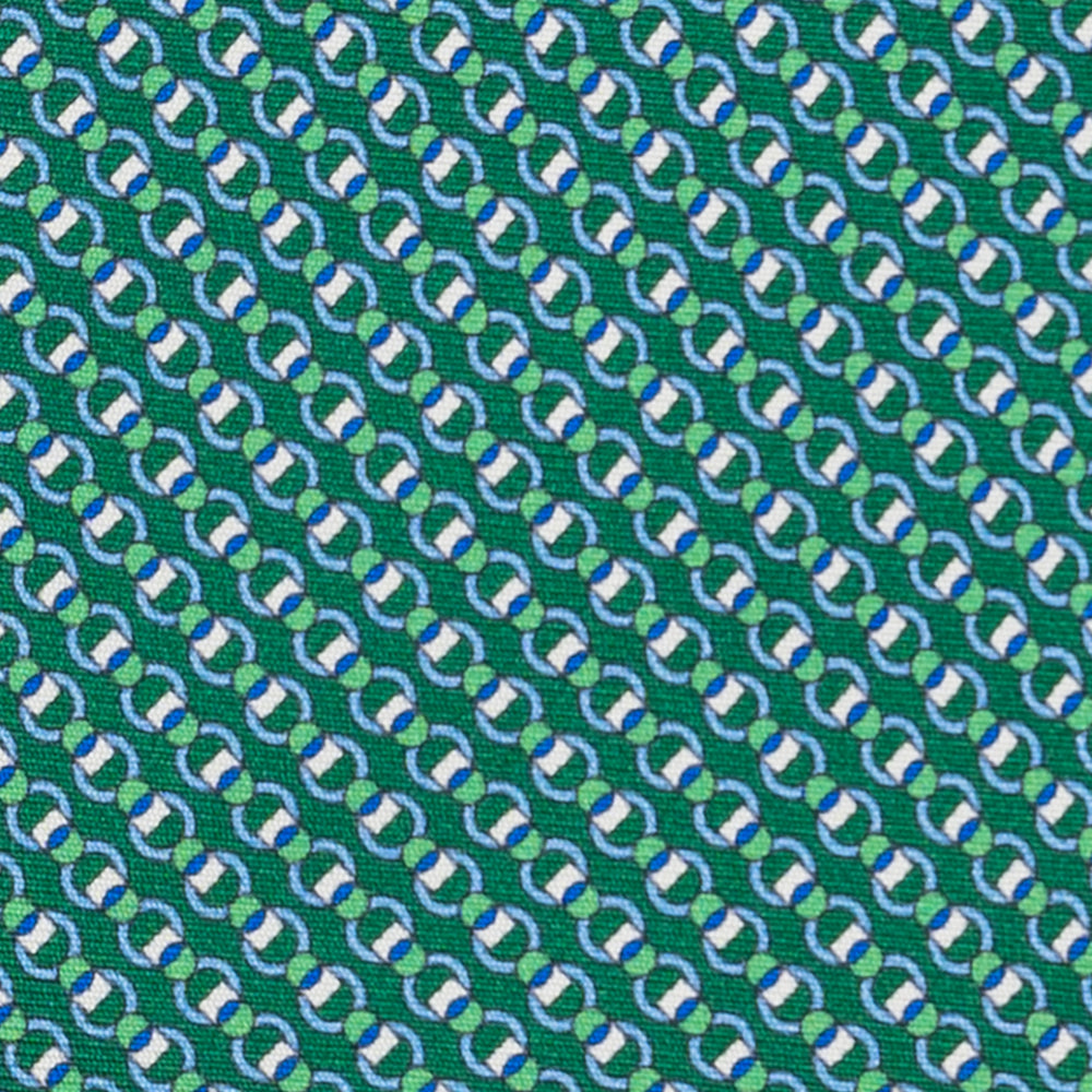 3-Fold Silk Tie, Interlocking Pattern, Green - JC059626_9 T