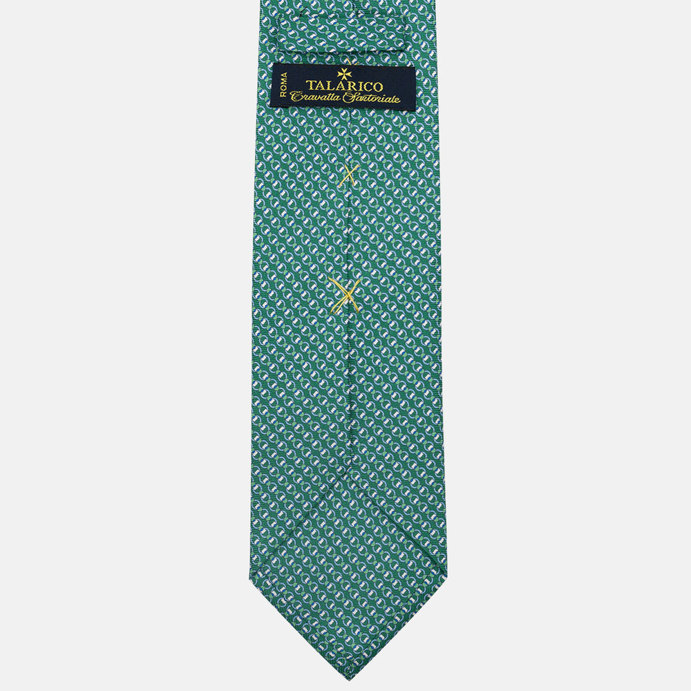 3-Fold Silk Tie, Chain Pattern, Green - JC059626_9