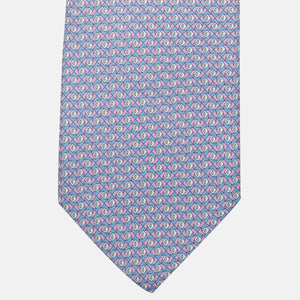 3-Fold Silk Tie, Geometric Pattern, Light Blue Pink - JC059628_1