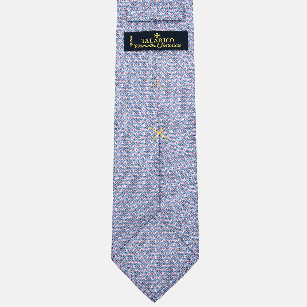 3-Fold Silk Tie, Geometric Pattern, Light Blue Pink - JC059628_1