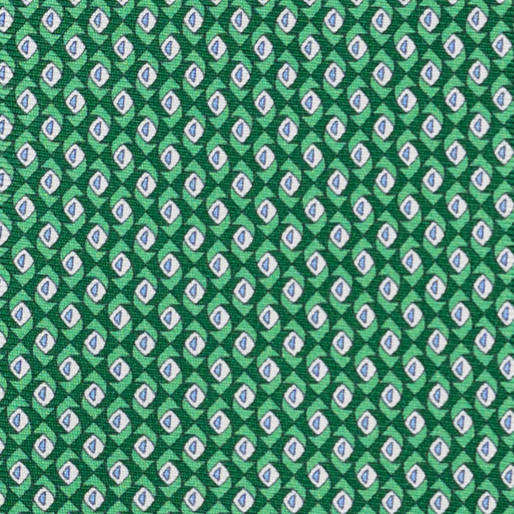 Cravatta 3 pieghe in Seta, Fantasia Geometrica, Verde - JC059628_2 T
