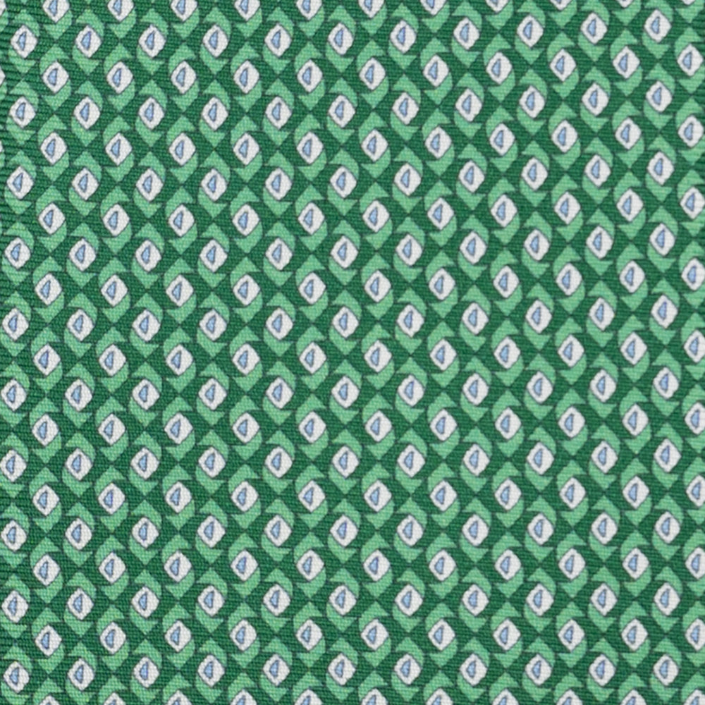 3-Fold Silk Tie, Geometric Pattern, Green - JC059628_2