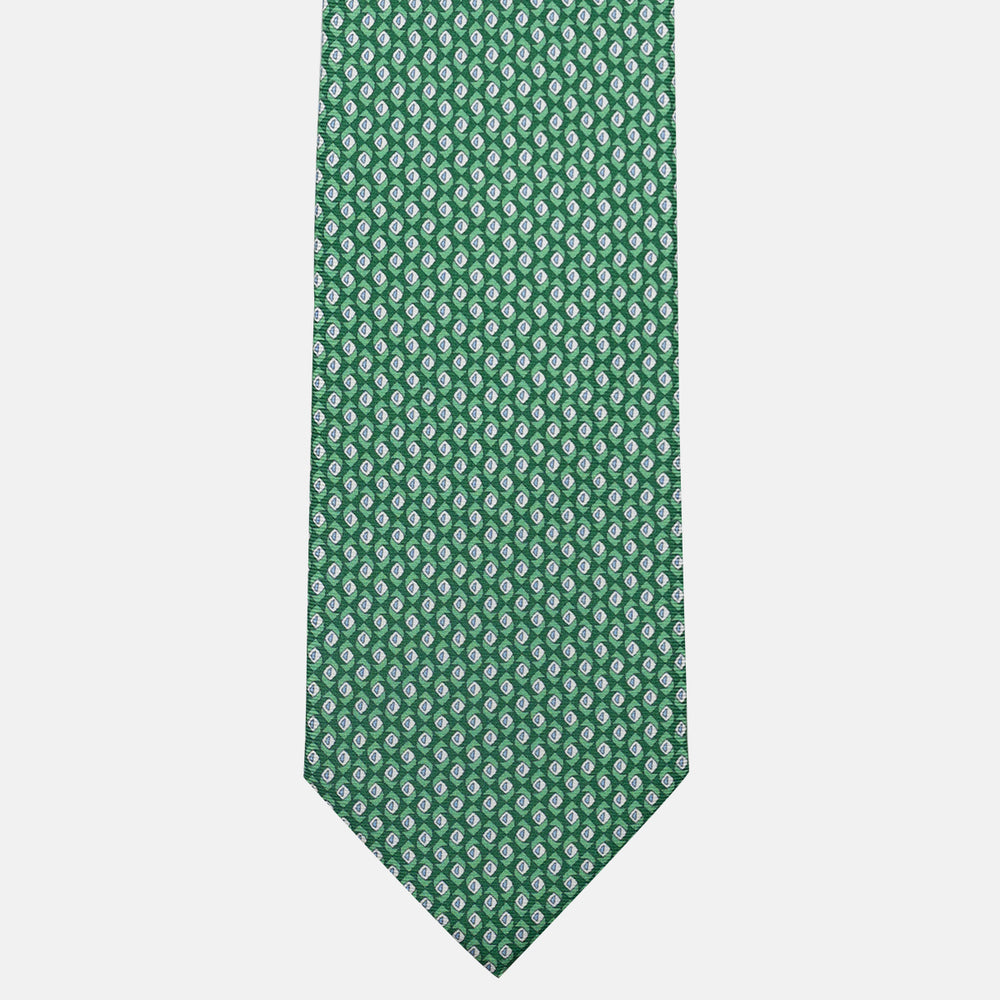 3-Fold Silk Tie, Geometric Pattern, Green - JC059628_2