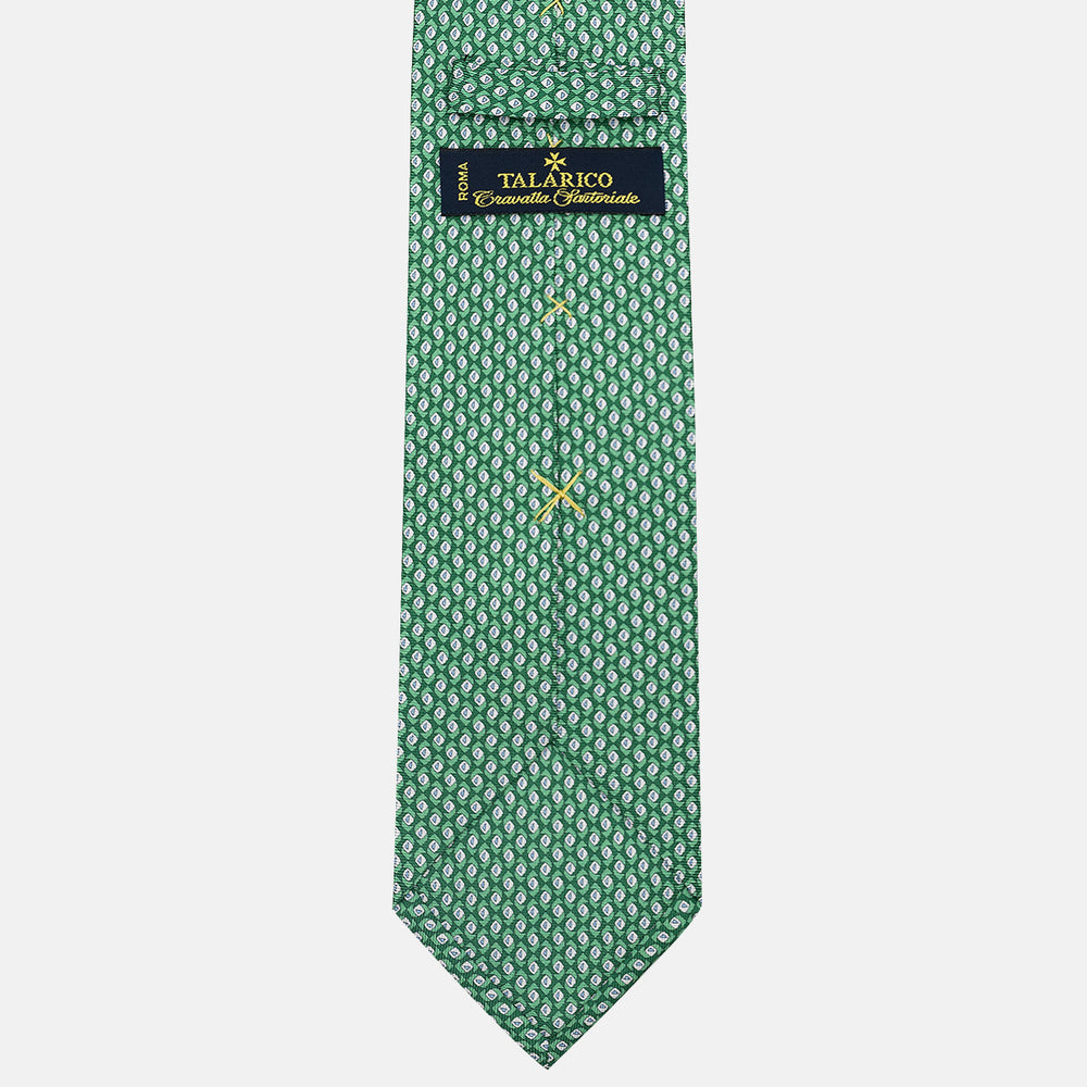 3-Fold Silk Tie, Geometric Pattern, Green - JC059628_2