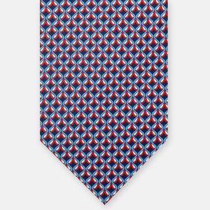 Silk 3-fold Tie, Geometric Pattern, Blue Red - JC059630_1 T
