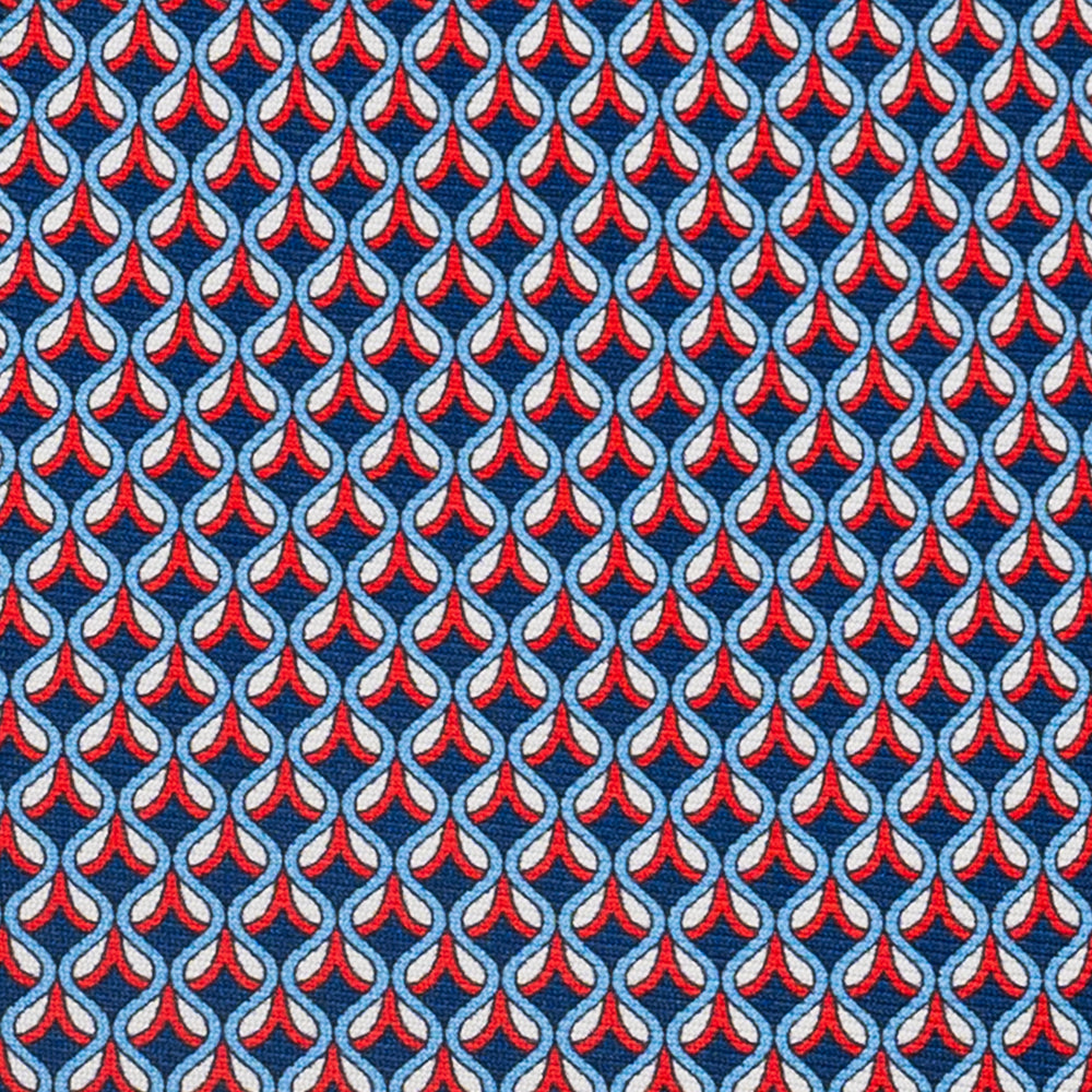 Cravatta 3 pieghe in Seta, Fantasia Geometrica, Blu Rosso - JC059630_1 T