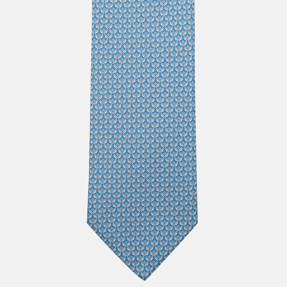 3-Fold Silk Tie, Geometric Pattern, Light Blue - JC059630_2