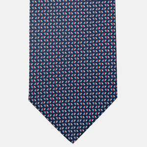 3-Fold Silk Tie, Micro Pattern, Blue and Red - JC059631_1