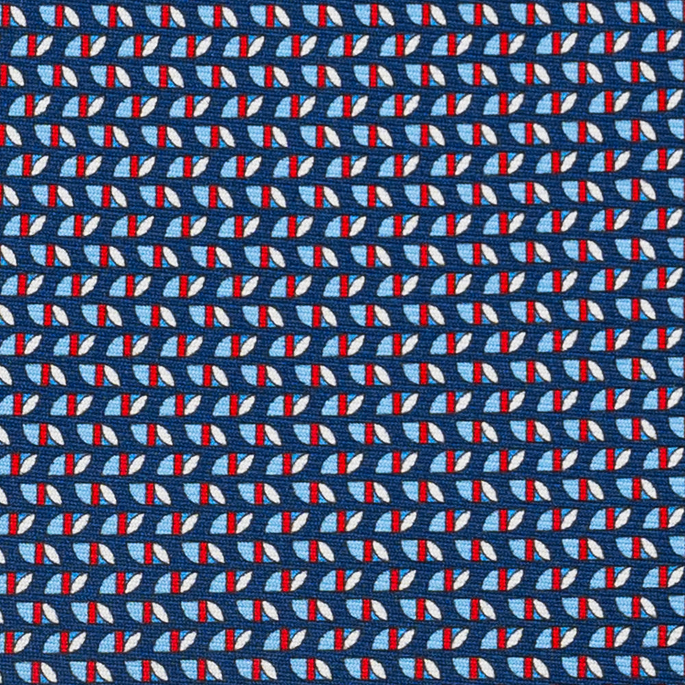 Cravatta 3 pieghe in Seta, Micro Fantasia, Blu Rosso - JC059631_1 T