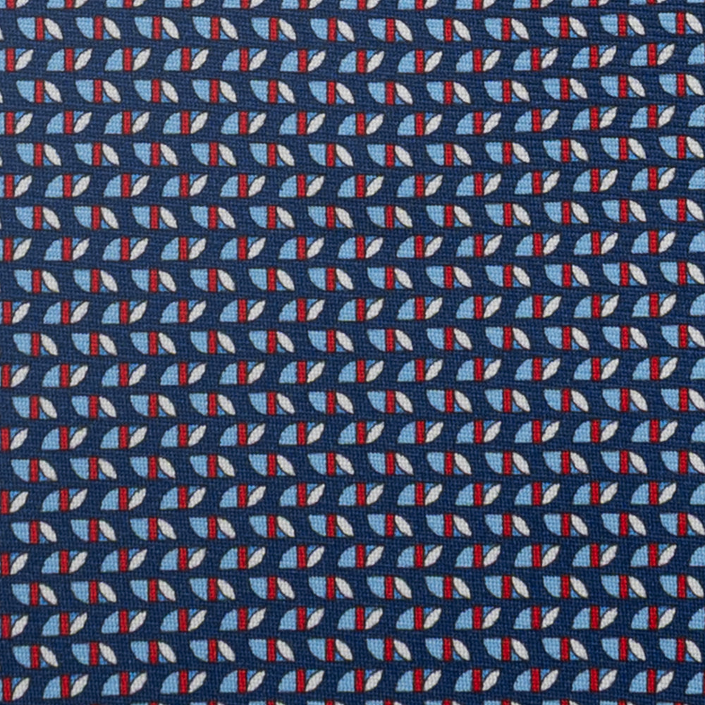 3-Fold Silk Tie, Micro Pattern, Blue and Red - JC059631_1