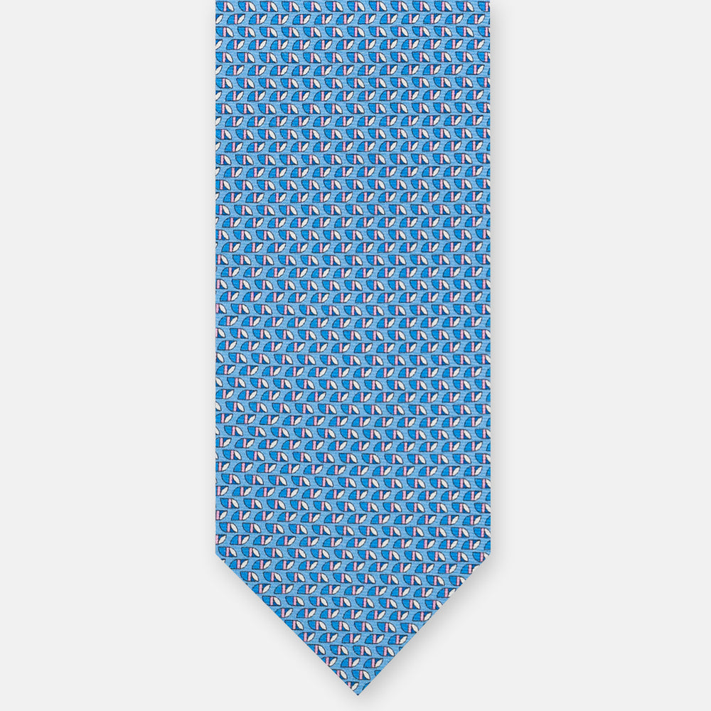 3-Fold Silk Tie, Micro Fantasy Pattern, Sky Blue Pink - JC059631_2 T