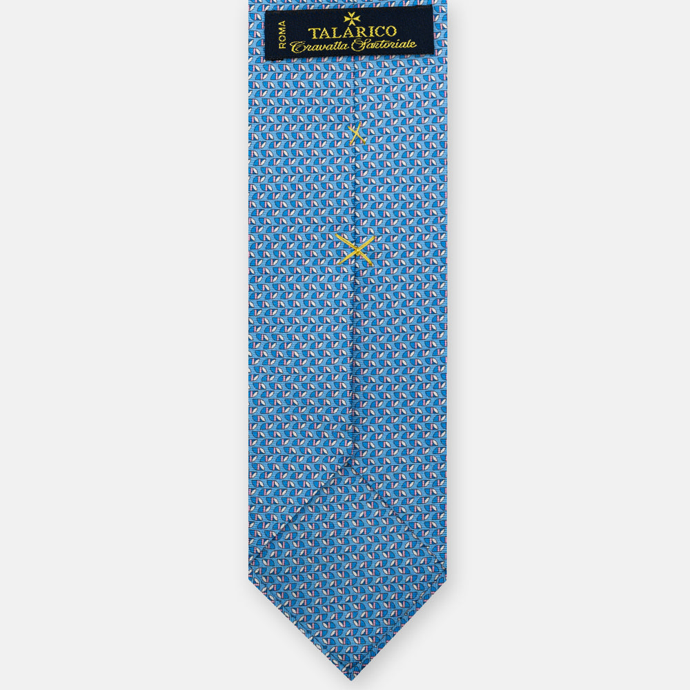 3-Fold Silk Tie, Micro Fantasy Pattern, Sky Blue Pink - JC059631_2 T