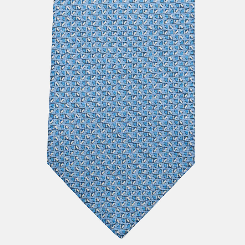3-Fold Silk Tie, Micro Pattern, Light Blue - JC059631_3