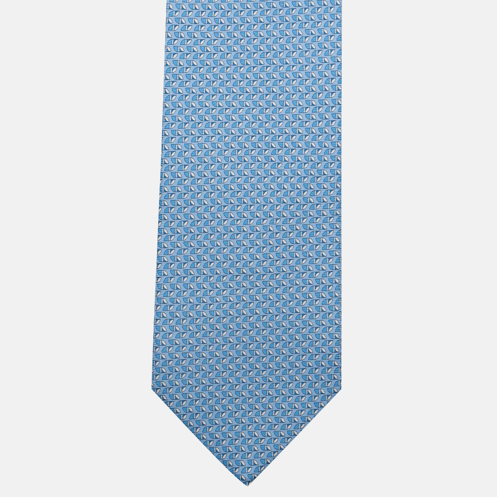 3-Fold Silk Tie, Micro Pattern, Light Blue - JC059631_3