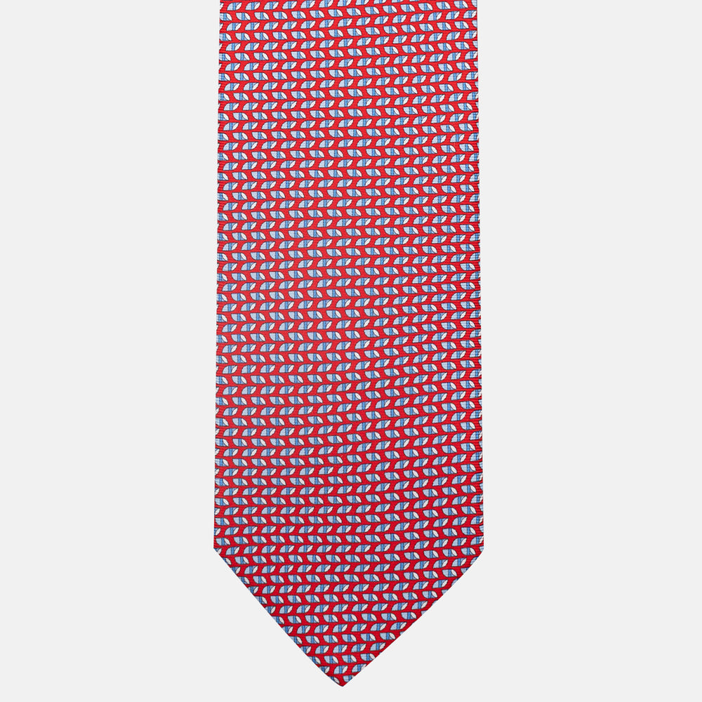 3-Fold Silk Tie, Micro Pattern, Red - JC059631_6