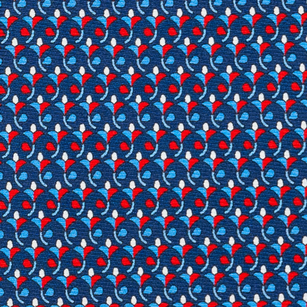 Cravatta 3 pieghe in Seta, Fantasia Floreale, Blu Rosso - JC060094_1 T