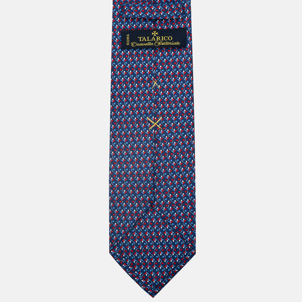 3-Fold Silk Tie, Floral Pattern, Blue and Red - JC060094_1