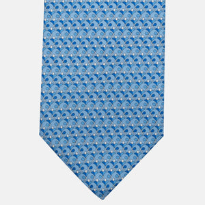 Cravatta 3 pieghe in Seta, Fantasia Floreale, Celeste - JC060094_2