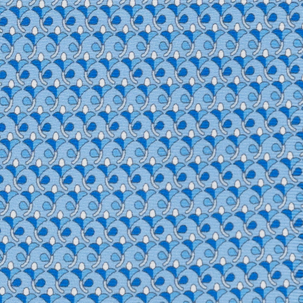 3-Fold Silk Tie, Floral Pattern, Light Blue - JC060094_2