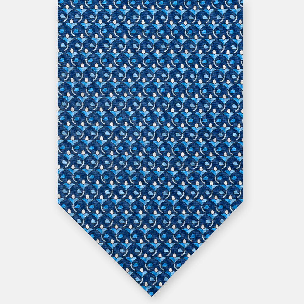 3-Fold Silk Tie, Floral Pattern, Light Blue - JC060094_3 T
